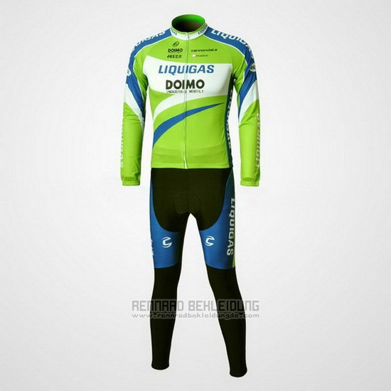 2010 Fahrradbekleidung Liquigas Doimo Blau und Grun Trikot Langarm und Tragerhose